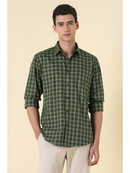 Allen Solly - Men Green Slim Fit Check Full Sleeves Casual Shirt