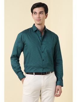 Allen Solly - Men Green Print Full Sleeves Formal Shirt