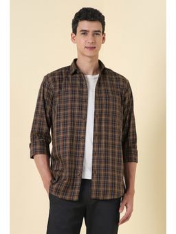 Allen Solly - Men Brown Slim Fit Check Full Sleeves Casual Shirt
