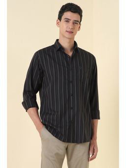 Allen Solly - Men Black Slim Fit Stripe Full Sleeves Casual Shirt