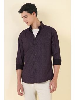Allen Solly - Men Purple Slim Fit Print Full Sleeves Casual Shirt