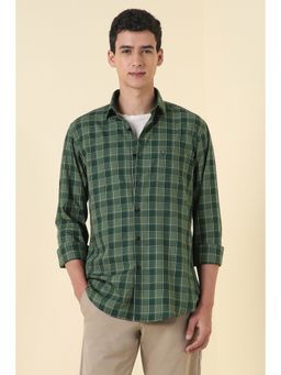 Allen Solly - Men Green Slim Fit Check Full Sleeves Casual Shirt