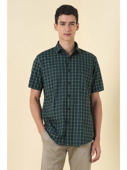 Allen Solly - Men Green Slim Fit Check Half Sleeves Casual Shirt