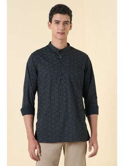 Allen Solly - Men Navy Blue Slim Fit Print Full Sleeves Casual Shirt
