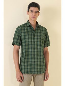 Allen Solly - Men Green Slim Fit Check Half Sleeves Casual Shirt