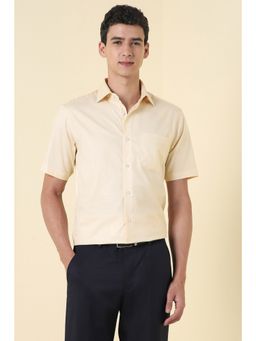 Allen Solly - Men Yellow Print Half Sleeves Formal Shirt