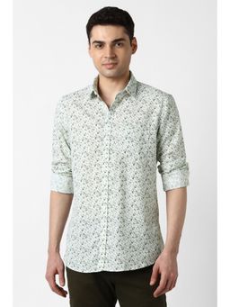 Peter England - Men Green Slim Fit Print Full Sleeves Casual Shirt