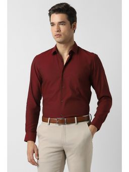 Peter England - Men Maroon Slim Fit Full Sleeves Formal Shirt