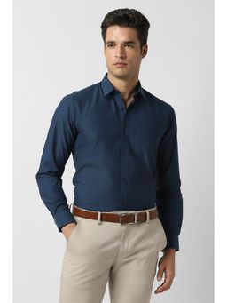 Peter England - Men Navy Blue Regular Fit Full Sleeves Formal Shirt