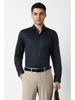 Peter England - Men Navy Blue Regular Fit Full Sleeves Formal Shirt