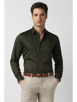 Peter England - Men Green Slim Fit Full Sleeves Formal Shirt