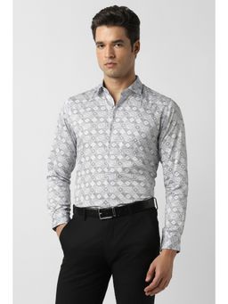 Peter England - Men Grey Slim Fit Full Sleeves Formal Shirt