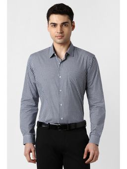 Peter England - Men Navy Blue Regular Fit Full Sleeves Formal Shirt