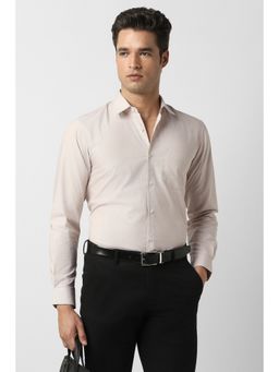 Peter England - Men Beige Regular Fit Full Sleeves Formal Shirt