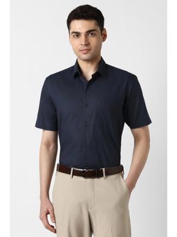 Peter England - Men Navy Blue Regular Fit Half Sleeves Formal Shirt