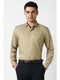 Peter England - Men Khaki Regular Fit Full Sleeves Formal Shirt