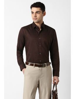 Peter England - Men Brown Slim Fit Full Sleeves Formal Shirt