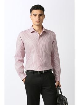 Van Heusen - Men Pink Stripe Full Sleeves Formal Shirt