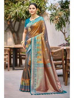 SURILI - Copper Soft Silk Woven Work Traditional Saree with Unstitched Blouse