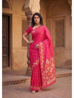 Anjaneya Sarees - Pink Designer Woven Banarasi Silk Saree with Unstitched Blouse