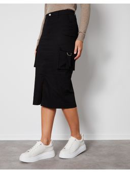 Threadbare - Black Cargo Midi Skirt