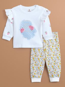 Hopscotch - 2-Piece White Pure Cotton T-Shirt and Pyjama