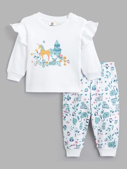 Hopscotch - 2-Piece Pure Cotton White T-Shirt and Pyjama