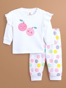 Hopscotch - 2-Piece Pure Cotton White T-Shirt and Pyjama