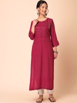Indya - Pink Bandhani Print Kurta