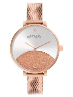 French Connection - White With Rose Gold Shimmer Dial Analog Watch for Women-FCN089SRGM (M)
