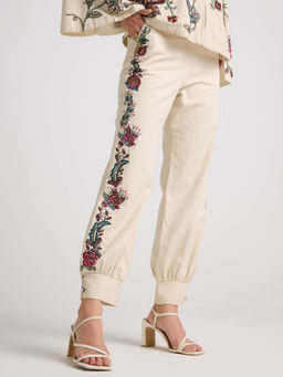 CHANDRIMA - Ivory Embroidered Utility Pants