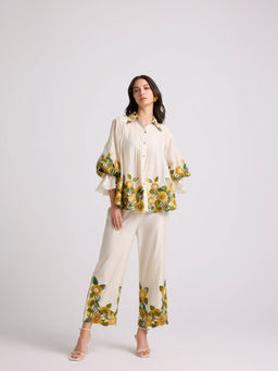 CHANDRIMA - Ivory Sunflower Shirt