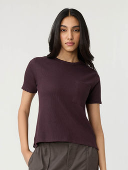The Souled Store - Solids Deep Purple Women Relaxed Fit T-Shirt