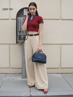 The Souled Store - Originals Solids : Scarlet Women Crop Tops Maroon