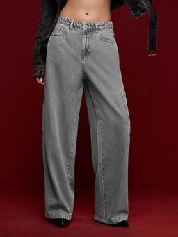 The Souled Store - Originals Carpenter Denims: Grey Women Jeans