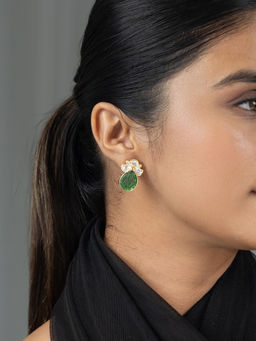 Joules By Radhika - Tavya Green Stud Earrings