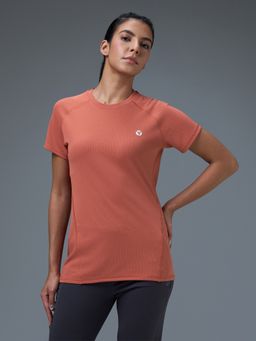 Technosport - Women Slim Fit Round Neck Peach Sport T-Shirt