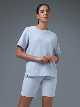 Technosport - Women Printed Relaxed Fit Round Neck Blue Sport T-Shirt