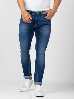 Spykar - Men Mid Blue Cotton Super Slim Fit Tapered Length Jeans (Super Skinny)