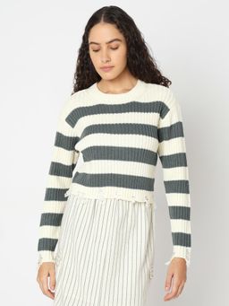 VERO MODA - Off White Stripes Sweater