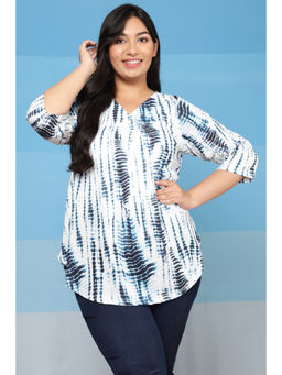 Amydus - Plus Size White Tie Dye Centre Pleat Top
