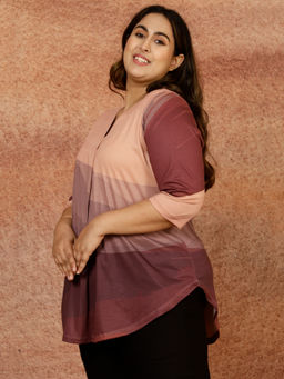 Amydus - Plus Size Multi-Color Ombre Top