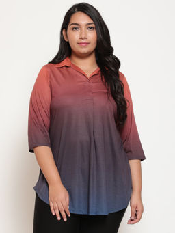 Amydus - Plus Size Rust Midnight Ombre Centre Pleat Top