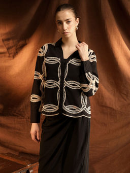 Kazo - Black Embroidered Augustine Shirt