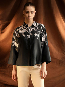 Kazo - Black Floral Printed Philipa Shirt
