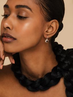 METALM - Classy Round Garnet Gemstone Red Drop Earrings