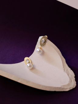 METALM - Rose Gold Finish Silver Pearl Drop Earrings