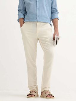 Rare Rabbit - Off White Men Cotton Blend Plain Men