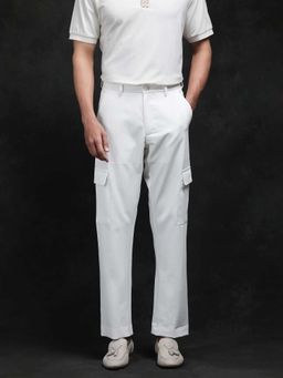 Rare Rabbit - White Relaxed Plain Trouser