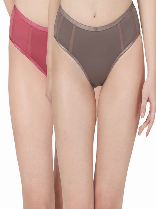 SOIE Women's High Waist Full Coverage Brief Multi-Color (Pack of 2)